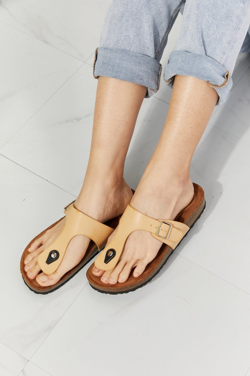 MMShoes Drift Away T-Strap Flip-Flop in Sand - Taplike