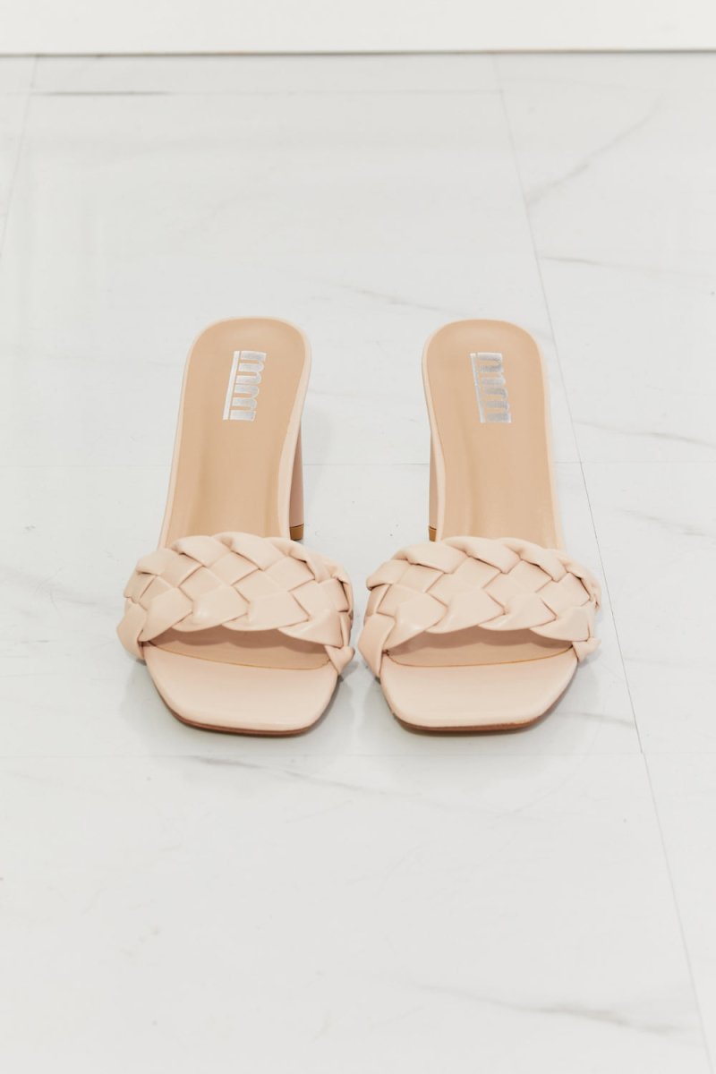 MMShoes Top of the World Braided Block Heel Sandals in Beige - Taplike
