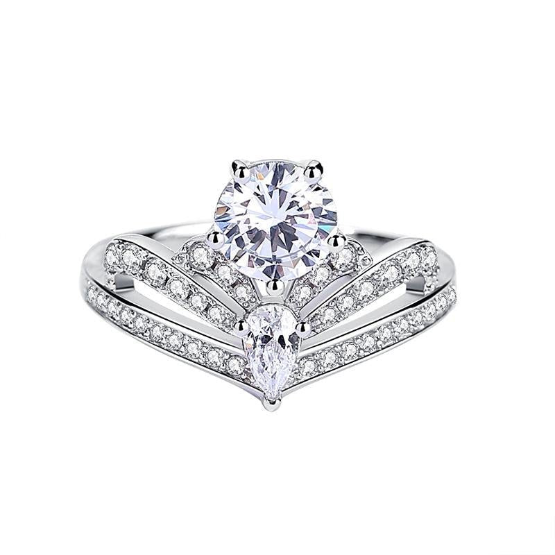 Moissanite Diamond Ring Women's Crown S925 Sterling Silver European and American Light Luxury Hundred Rings 1ct - TapLike