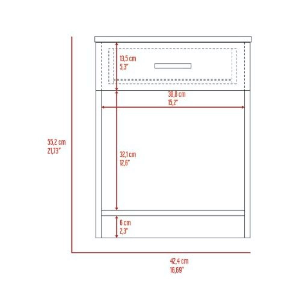 Nightstand Coco, Single Drawer, Lower Shelf, Light Gray Finish - Taplike