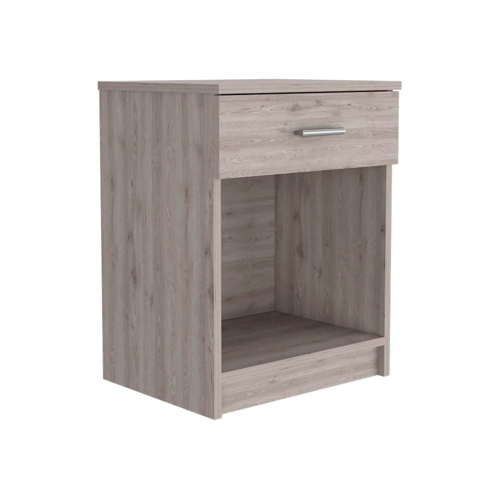 Nightstand Coco, Single Drawer, Lower Shelf, Light Gray Finish - Taplike