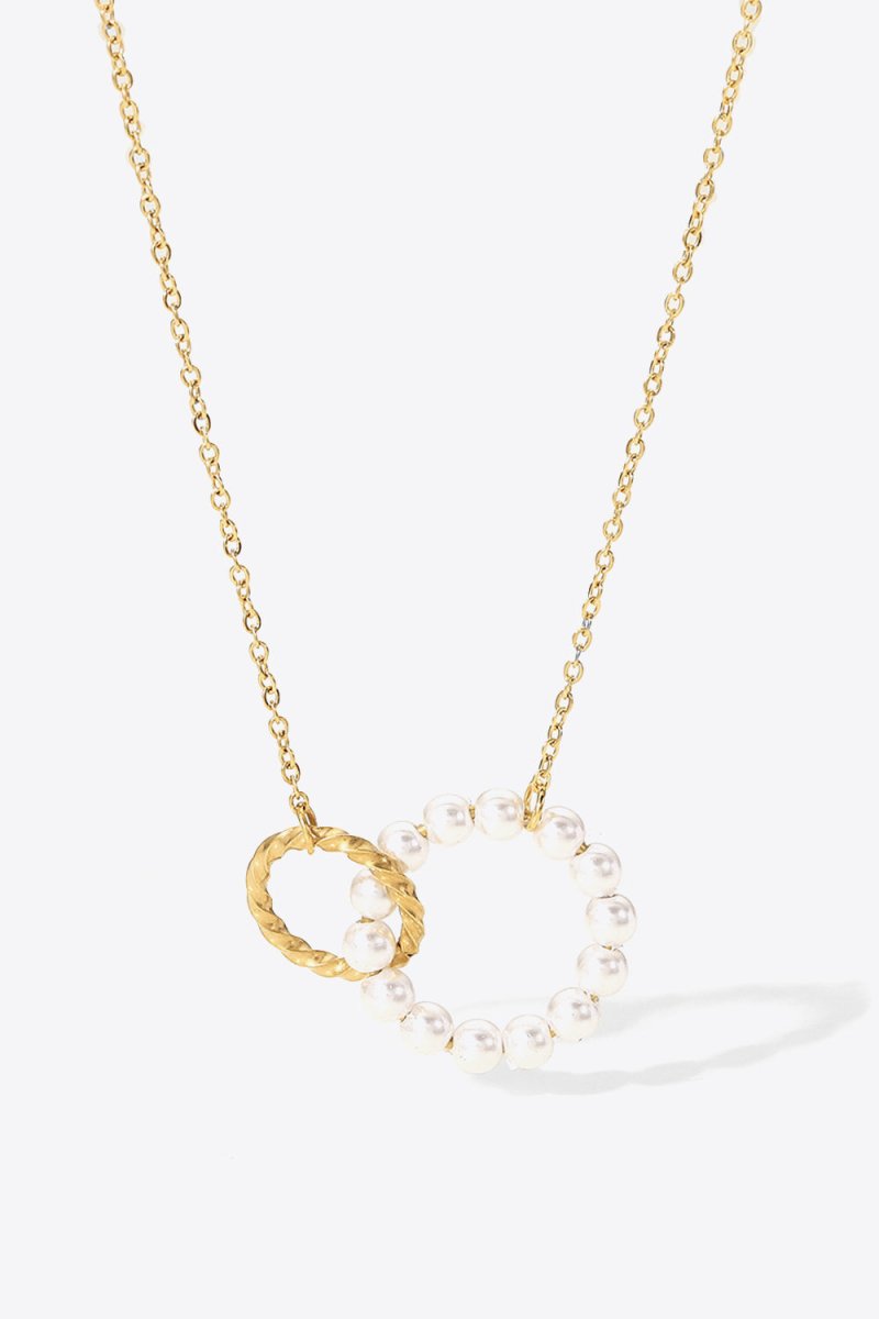 Pearl Hoop Link Pendant Necklace - TapLike
