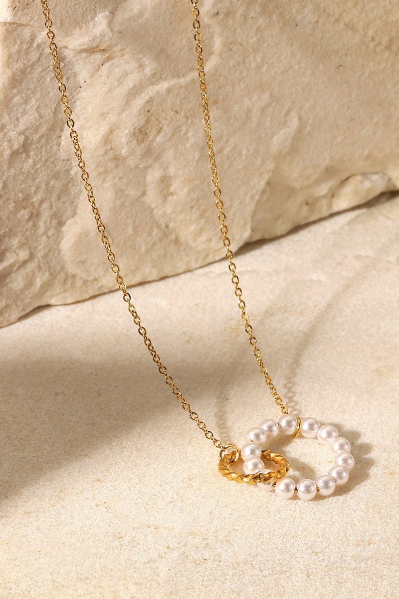 Pearl Hoop Link Pendant Necklace - TapLike