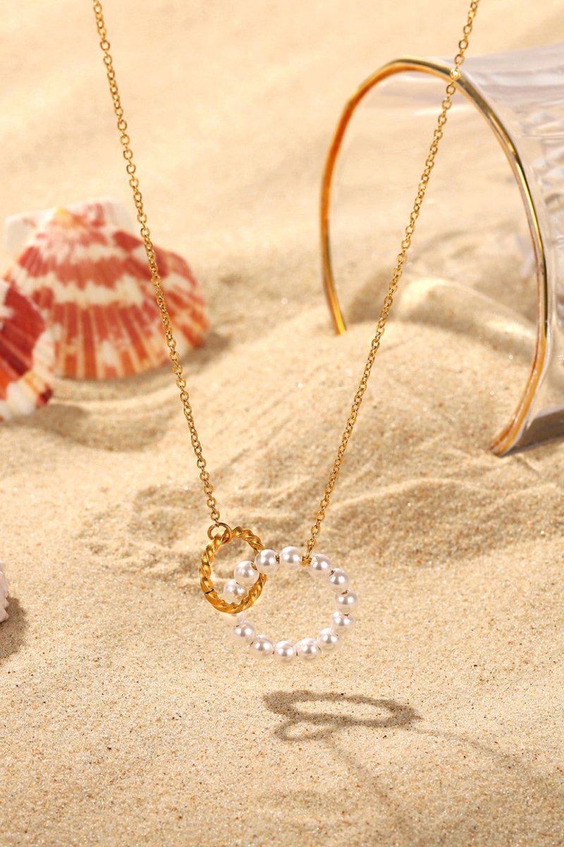 Pearl Hoop Link Pendant Necklace - TapLike