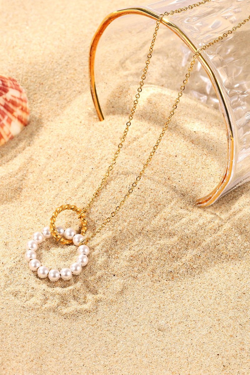 Pearl Hoop Link Pendant Necklace - TapLike