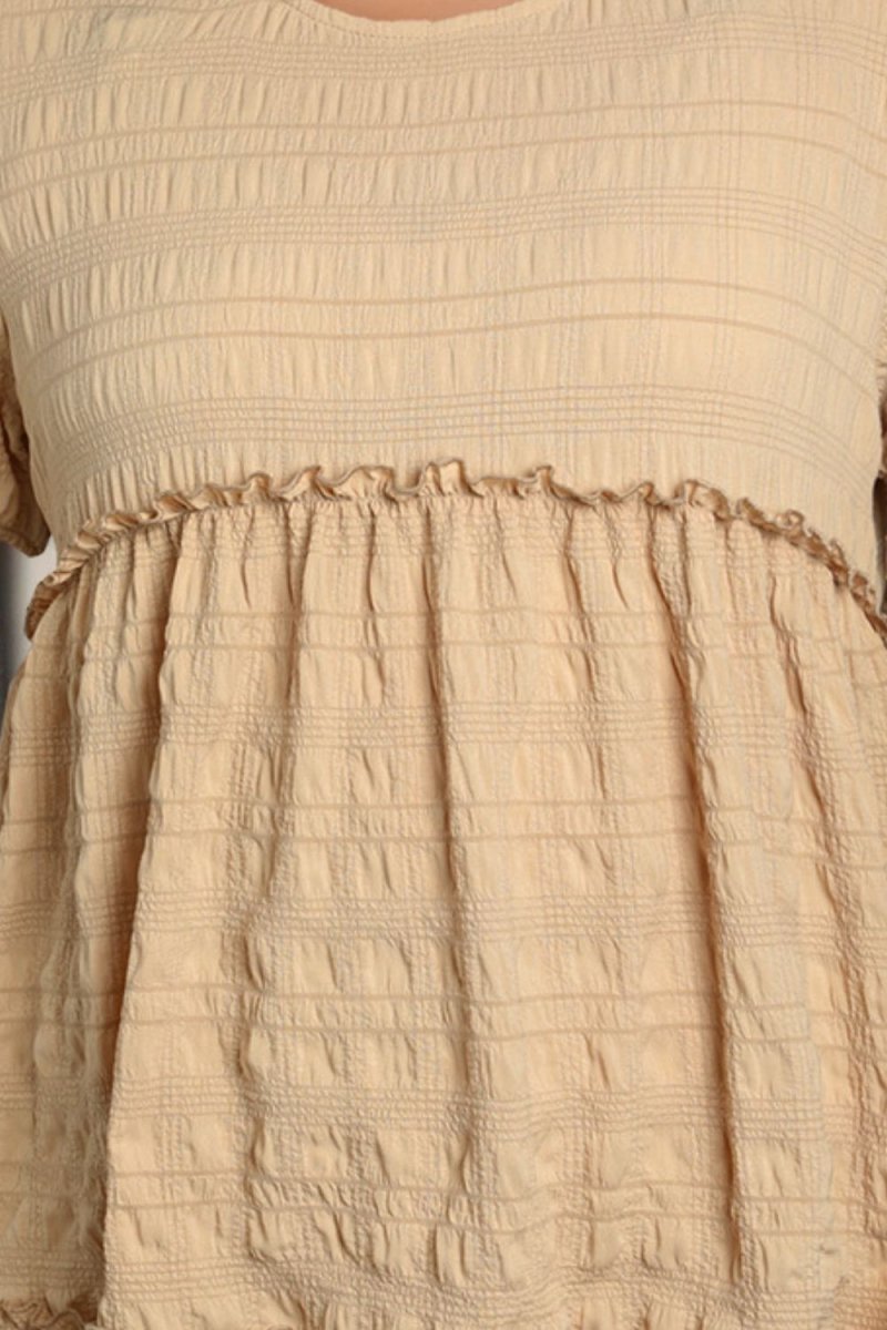 Plus Size Frill Trim Babydoll Blouse - TapLike