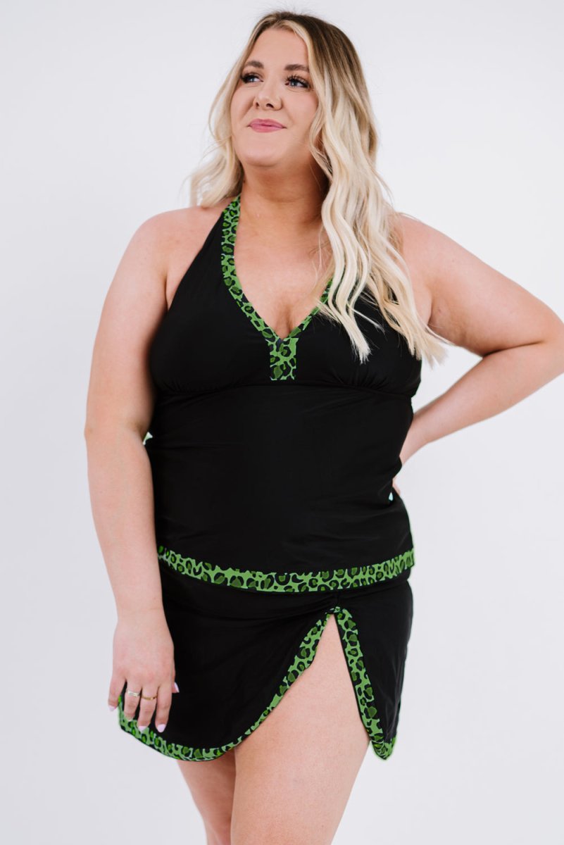Plus Size Leopard Halter Neck Two-Piece Swimsuit 10010018803 - TapLike
