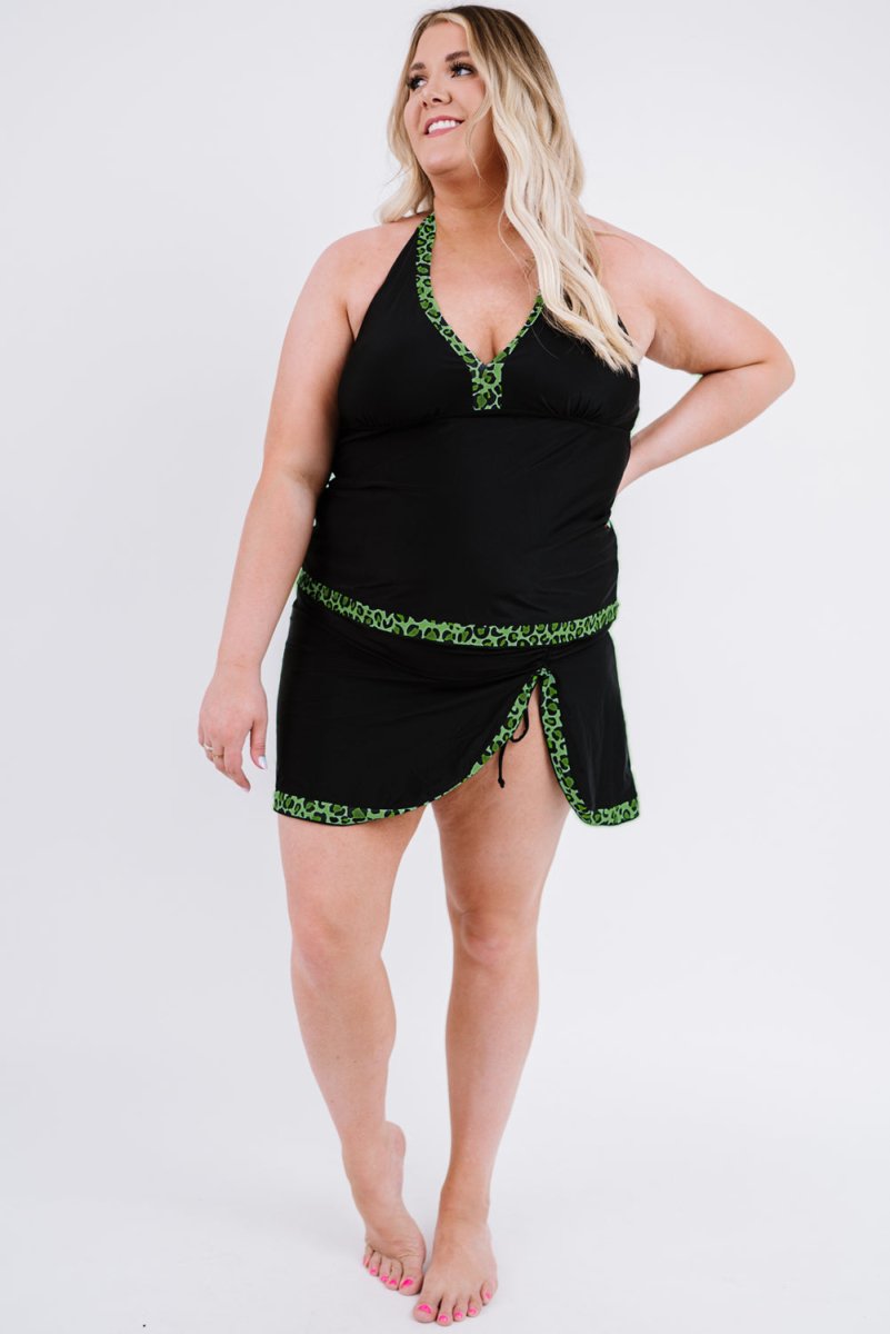 Plus Size Leopard Halter Neck Two-Piece Swimsuit 10010018803 - TapLike