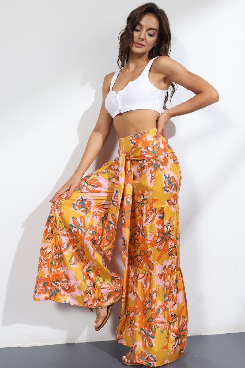 Printed High-Rise Tied Culottes - Taplike