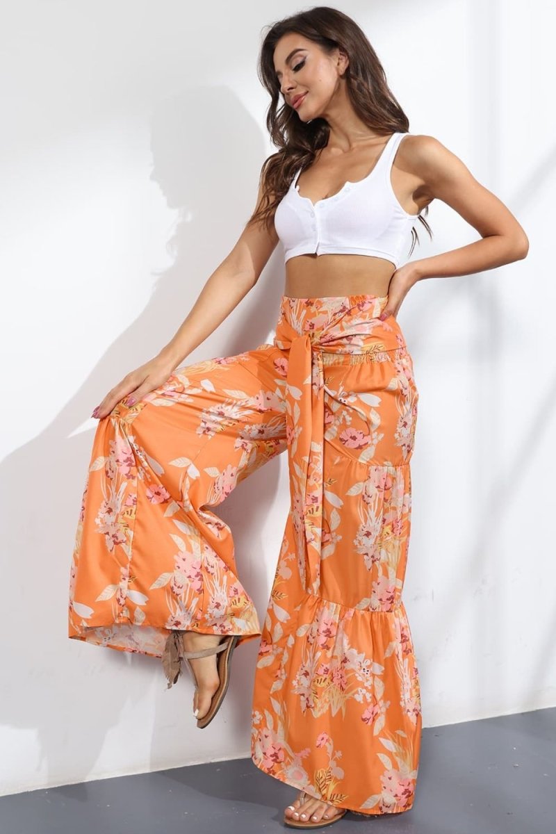 Printed High-Rise Tied Culottes - Taplike