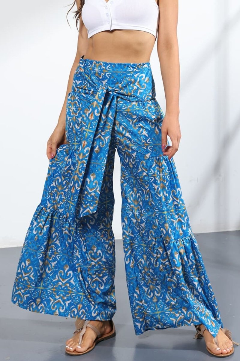 Printed High-Rise Tied Culottes - Taplike