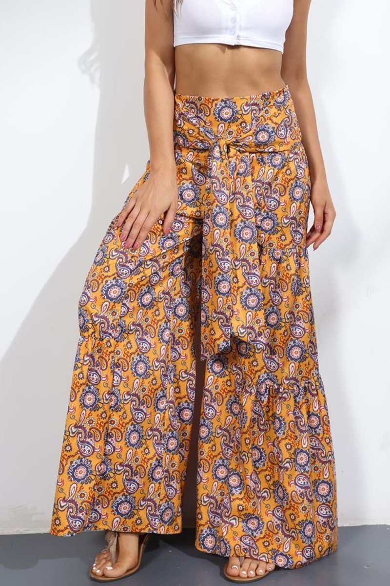 Printed High-Rise Tied Culottes - Taplike
