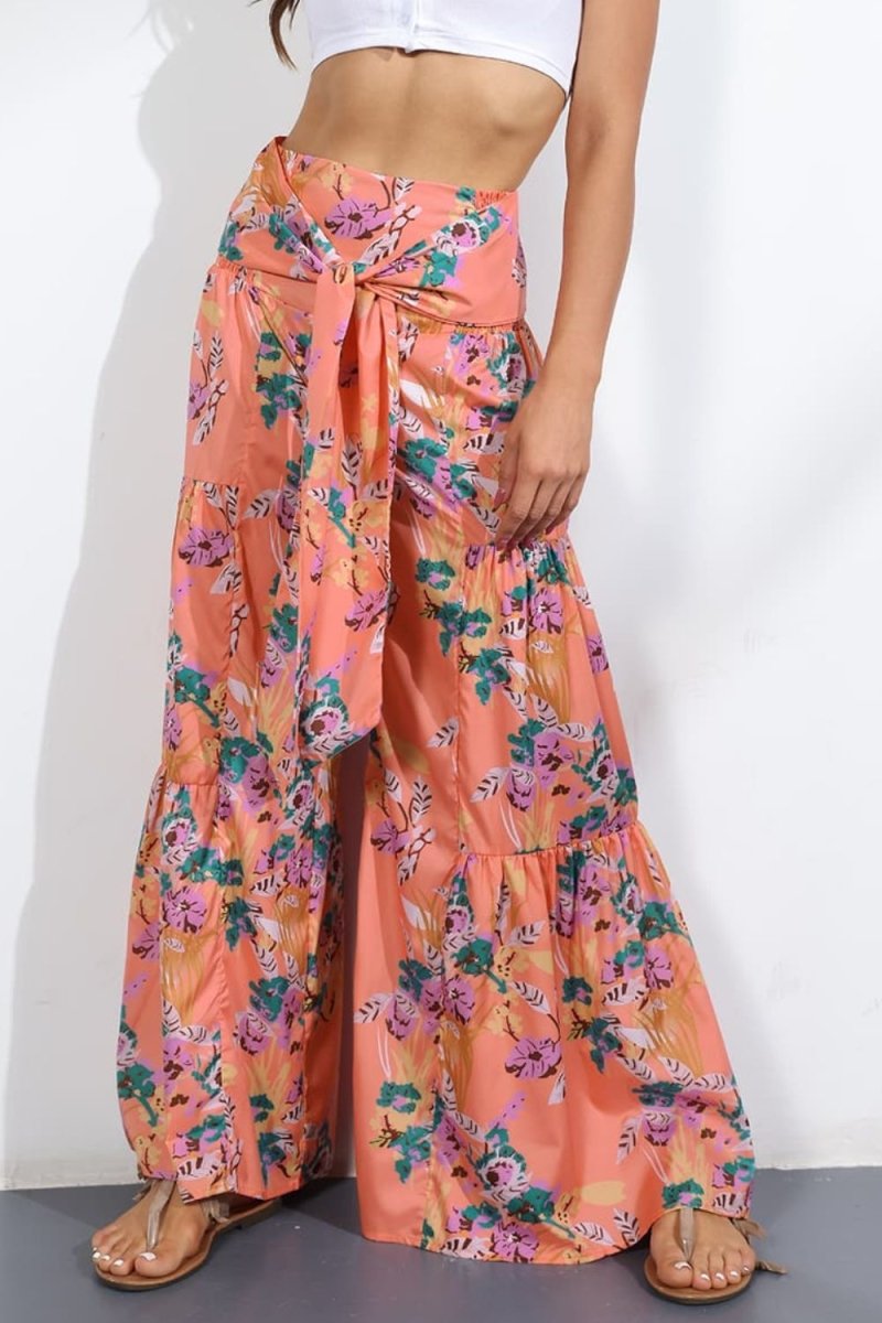 Printed High-Rise Tied Culottes - Taplike