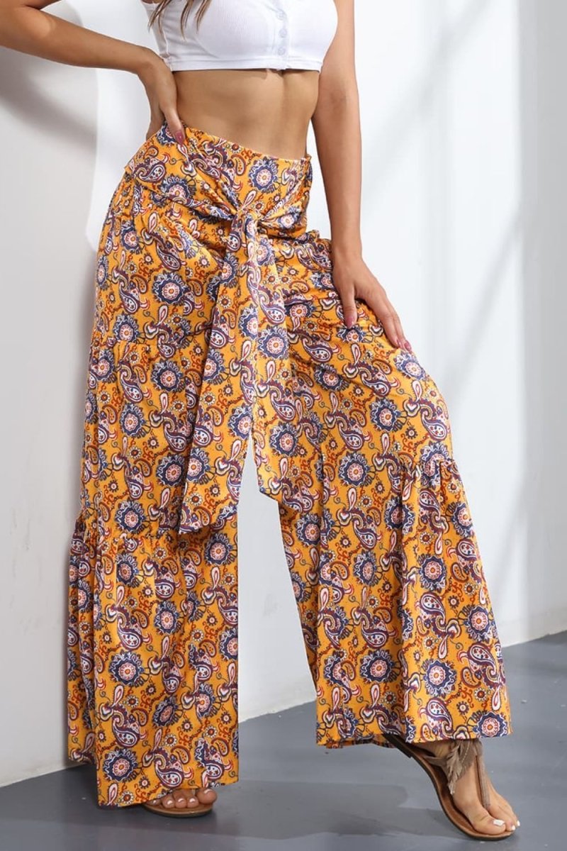 Printed High-Rise Tied Culottes - Taplike