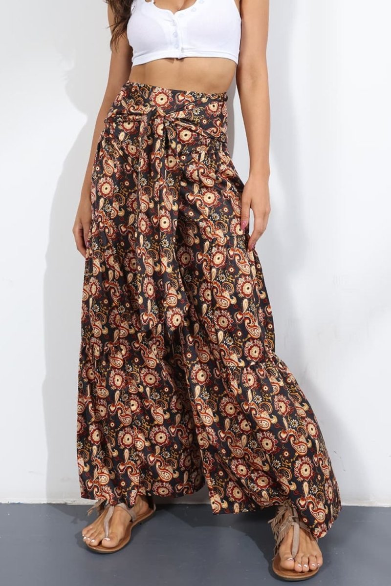 Printed High-Rise Tied Culottes - Taplike