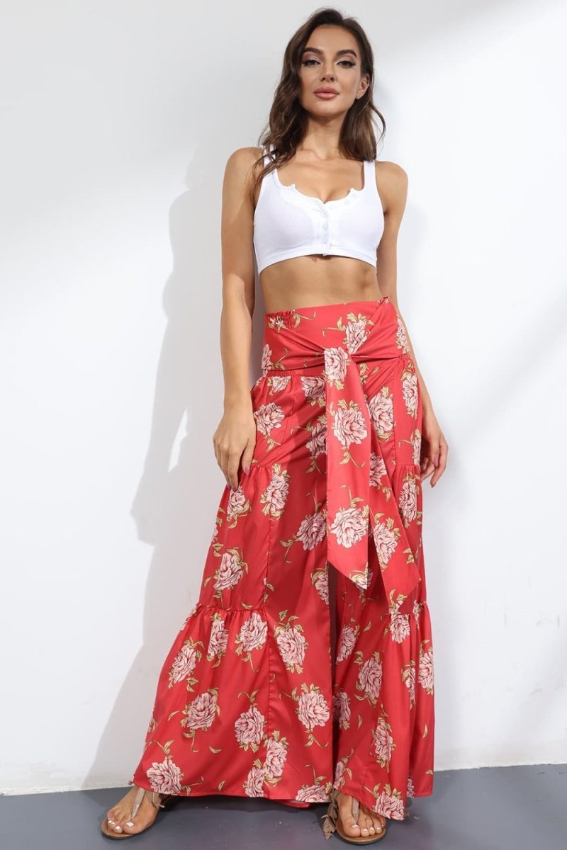 Printed High-Rise Tied Culottes - Taplike