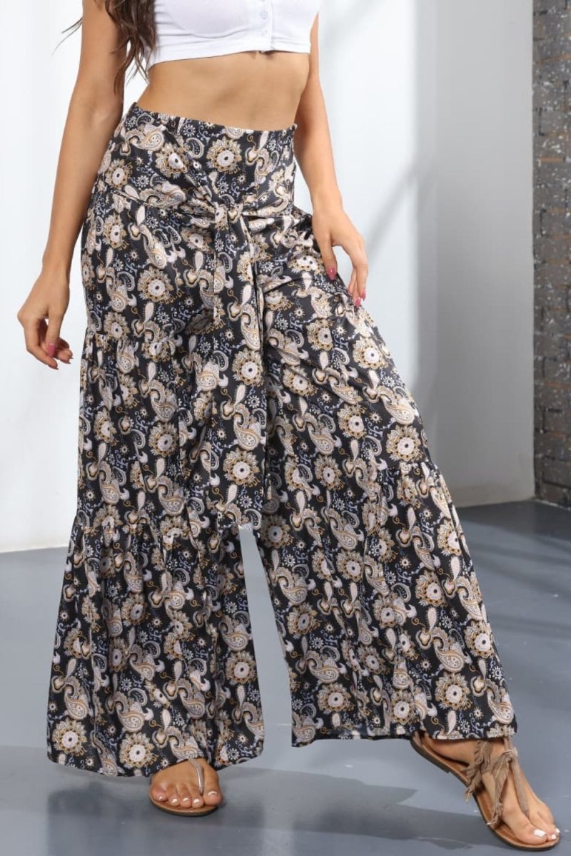 Printed High-Rise Tied Culottes - Taplike