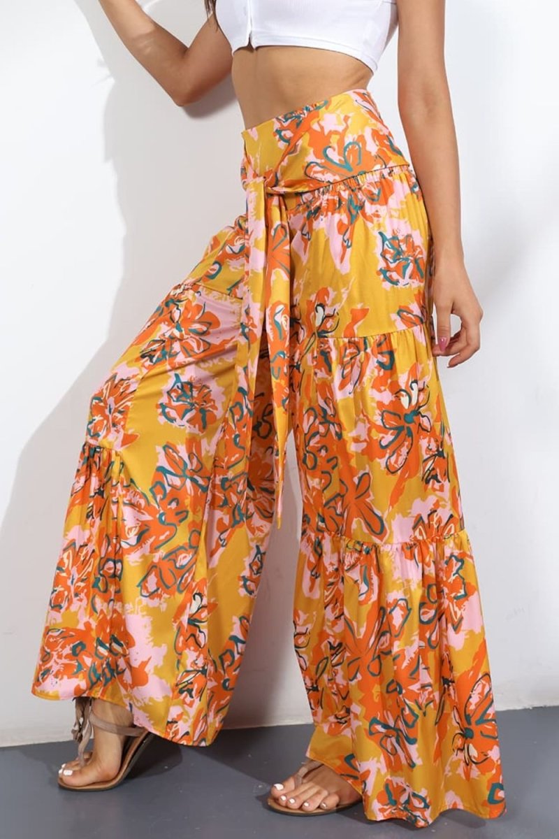 Printed High-Rise Tied Culottes - Taplike