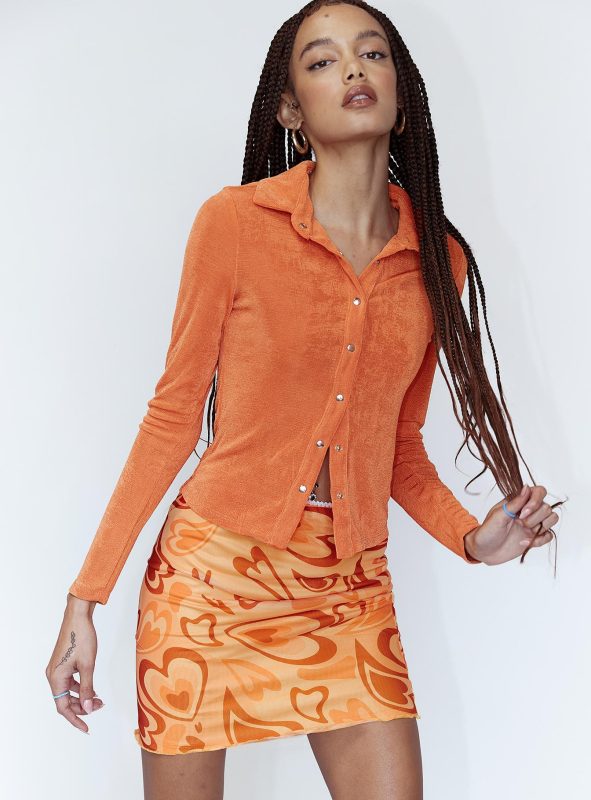 Printed mesh skirt high waist double layer slim wrap hip skirt - TapLike