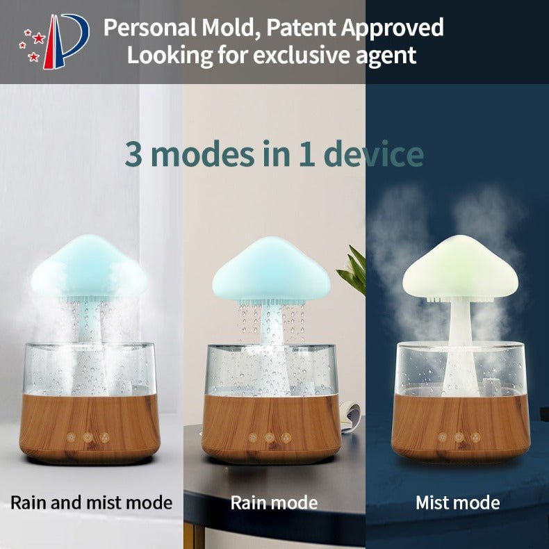 Rainfall Effect Humidifier with Rainbow Light - fancy - Taplike
