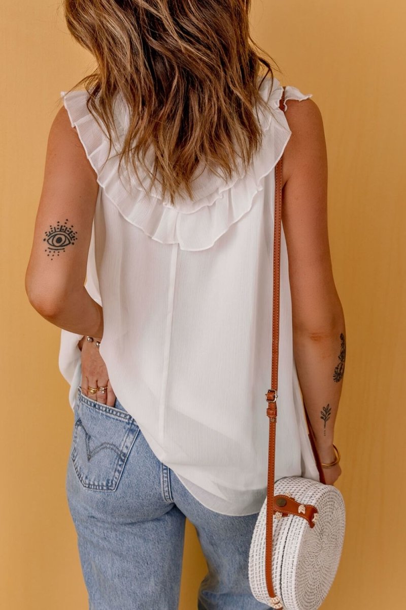 Ruffled Tulle Sleeveless Top 10010124711 - TapLike