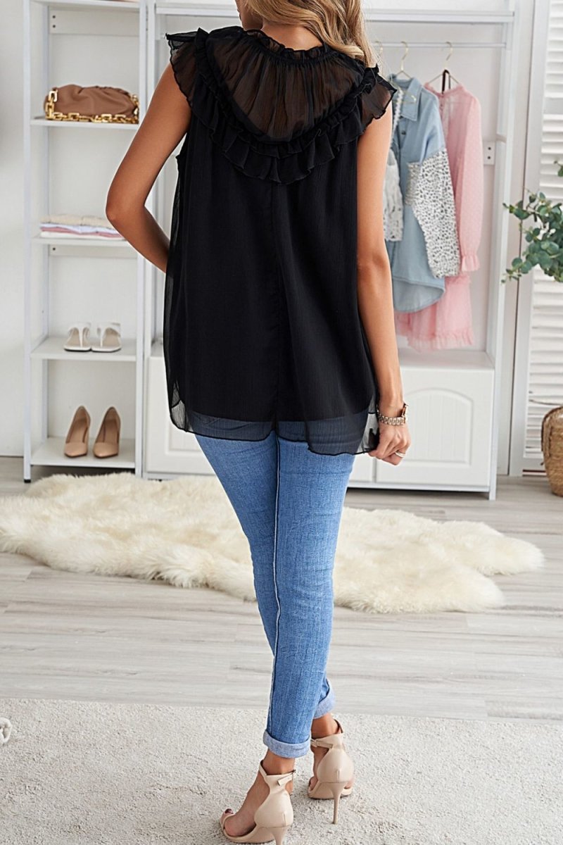 Ruffled Tulle Sleeveless Top 10010124711 - TapLike