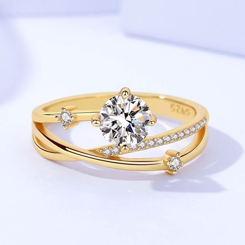 S925 Moissanite Ring Geometric Niche Design K1293 - TapLike