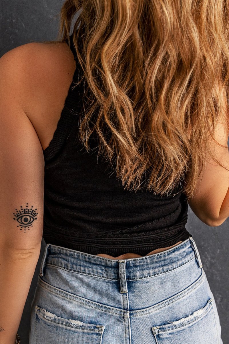 Scalloped Openwork Grecian Neck Tank - Taplike