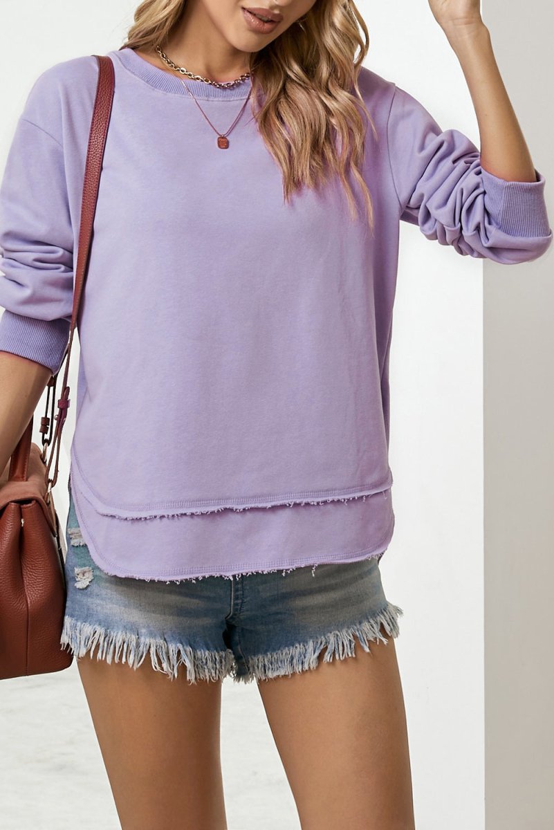 Side Slit Drop Shoulder Sweatshirt 10010000183 - TapLike