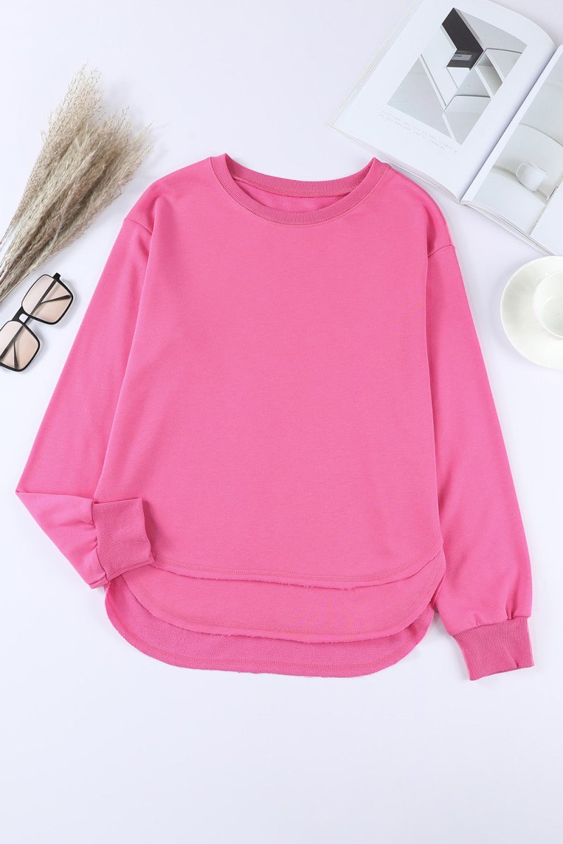 Side Slit Drop Shoulder Sweatshirt 10010000183 - TapLike