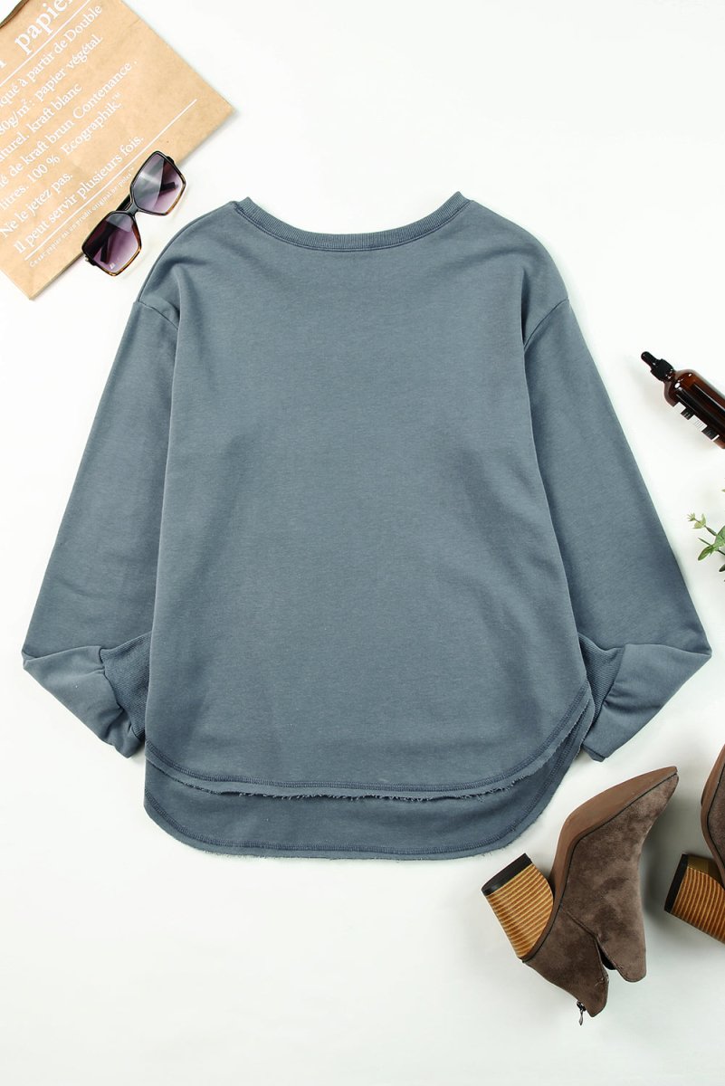 Side Slit Drop Shoulder Sweatshirt 10010000183 - TapLike
