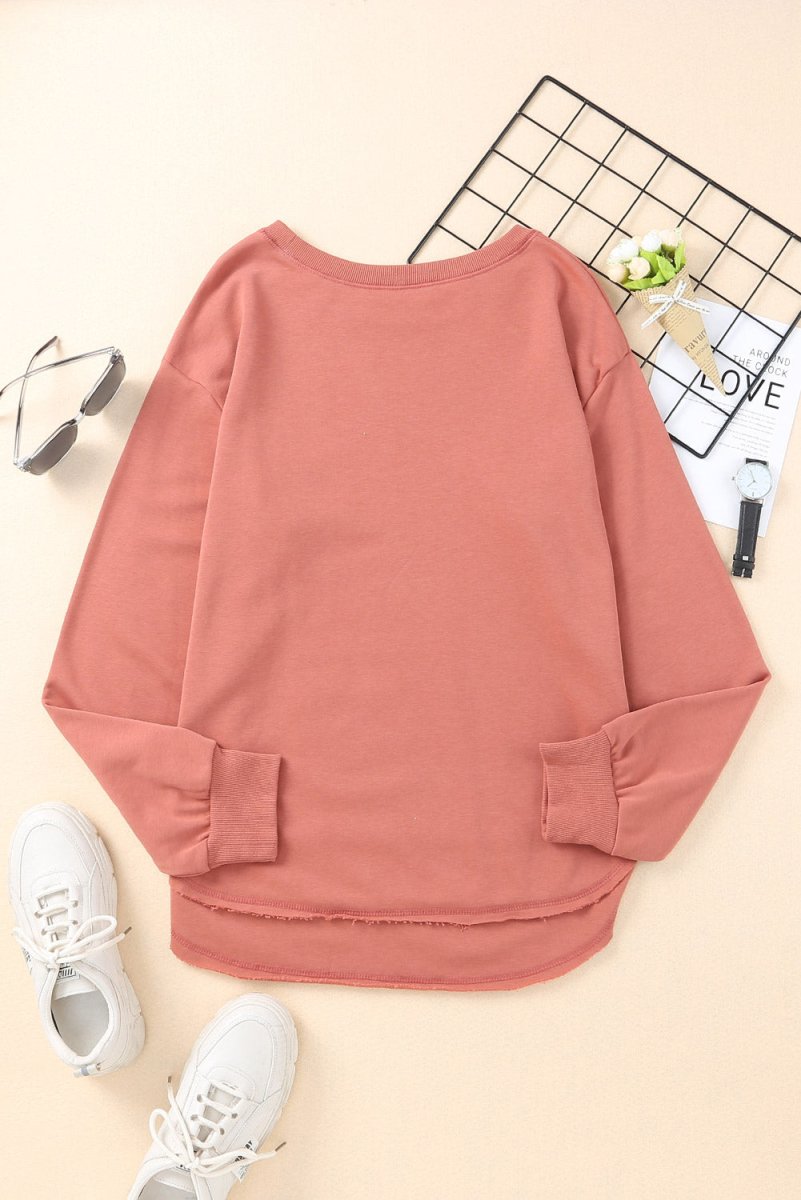 Side Slit Drop Shoulder Sweatshirt 10010000183 - TapLike