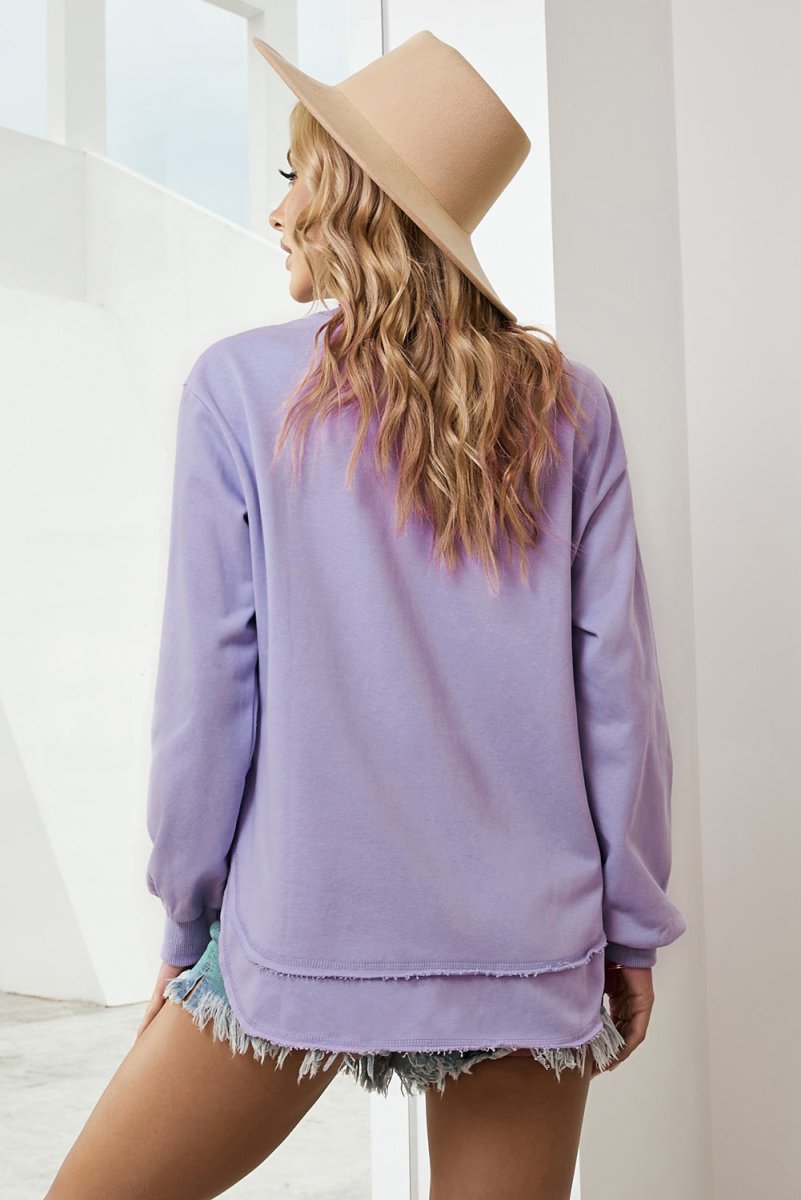 Side Slit Drop Shoulder Sweatshirt 10010000183 - TapLike