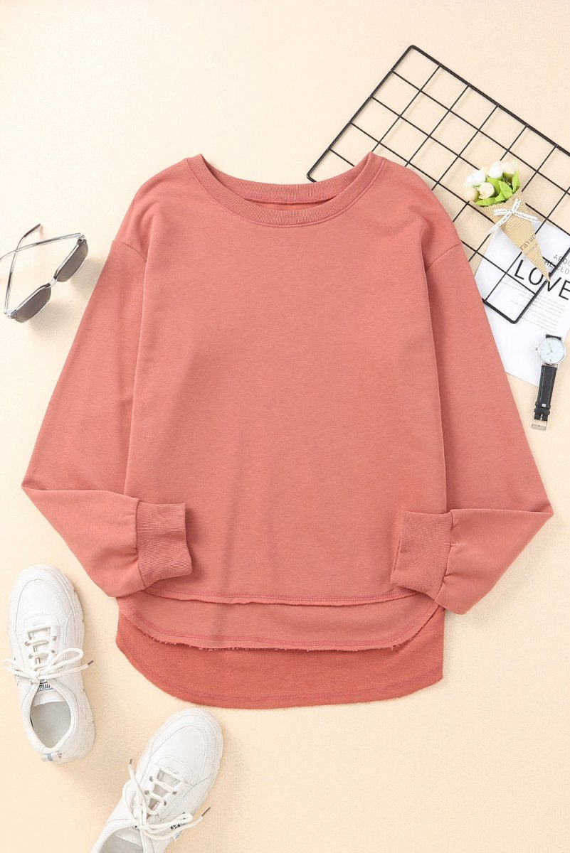 Side Slit Drop Shoulder Sweatshirt 10010000183 - TapLike