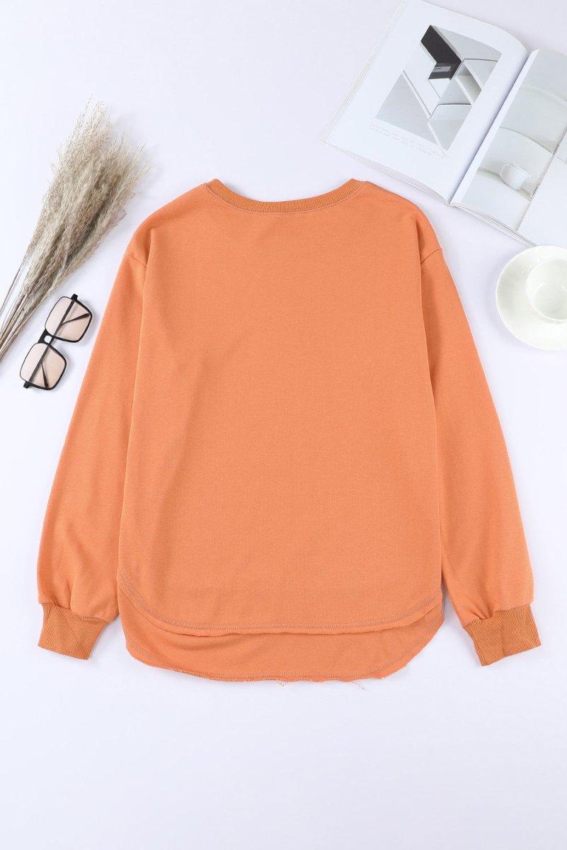 Side Slit Drop Shoulder Sweatshirt 10010000183 - TapLike