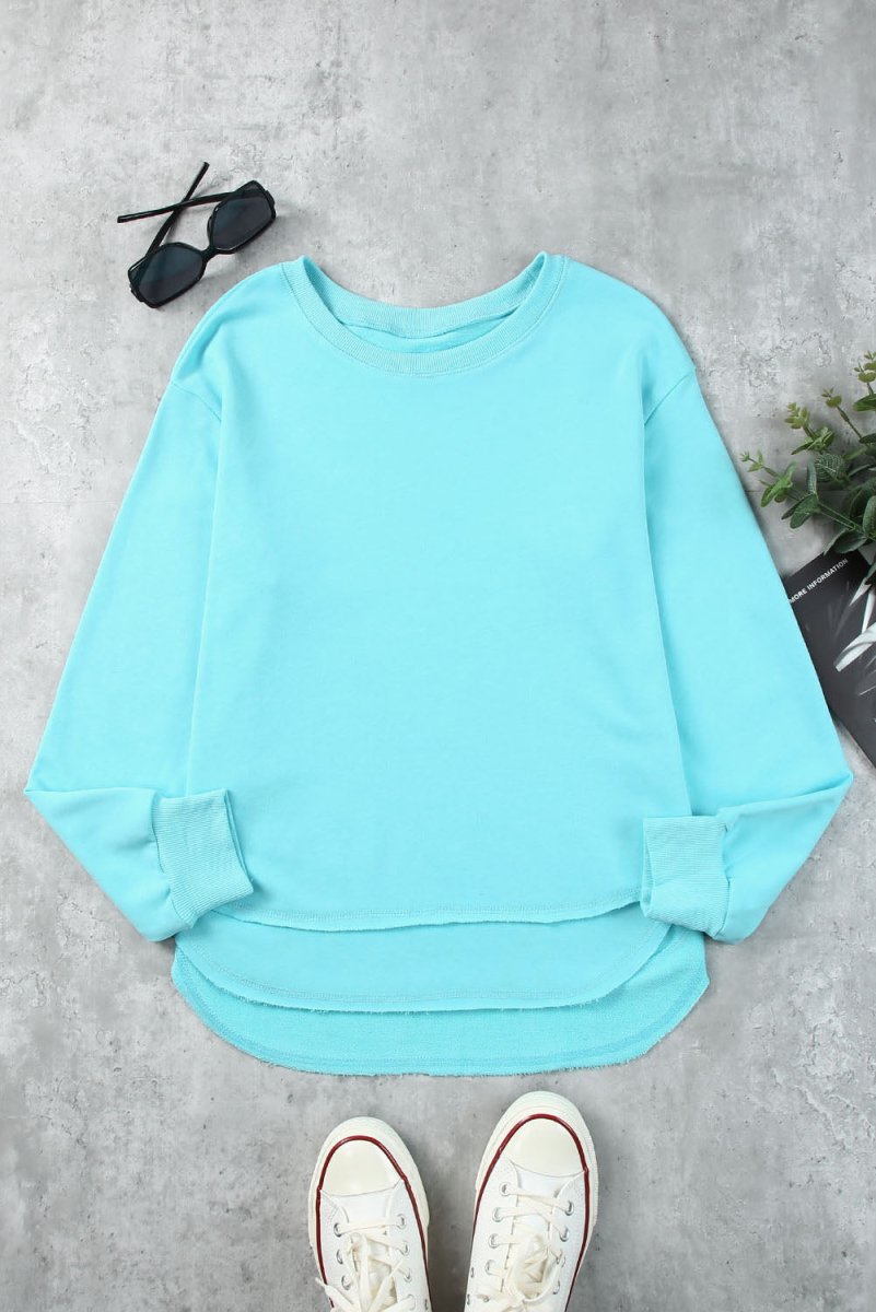Side Slit Drop Shoulder Sweatshirt 10010000183 - TapLike