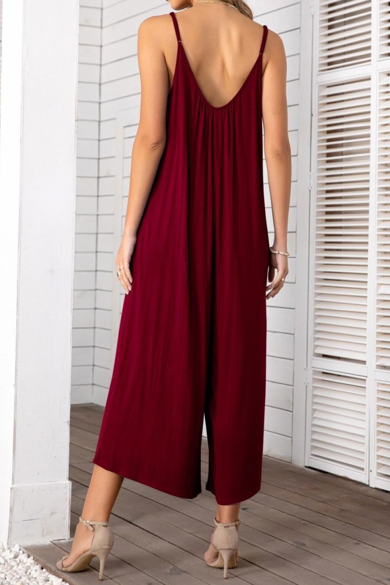 Spaghetti Strap Scoop Neck Jumpsuit - Taplike