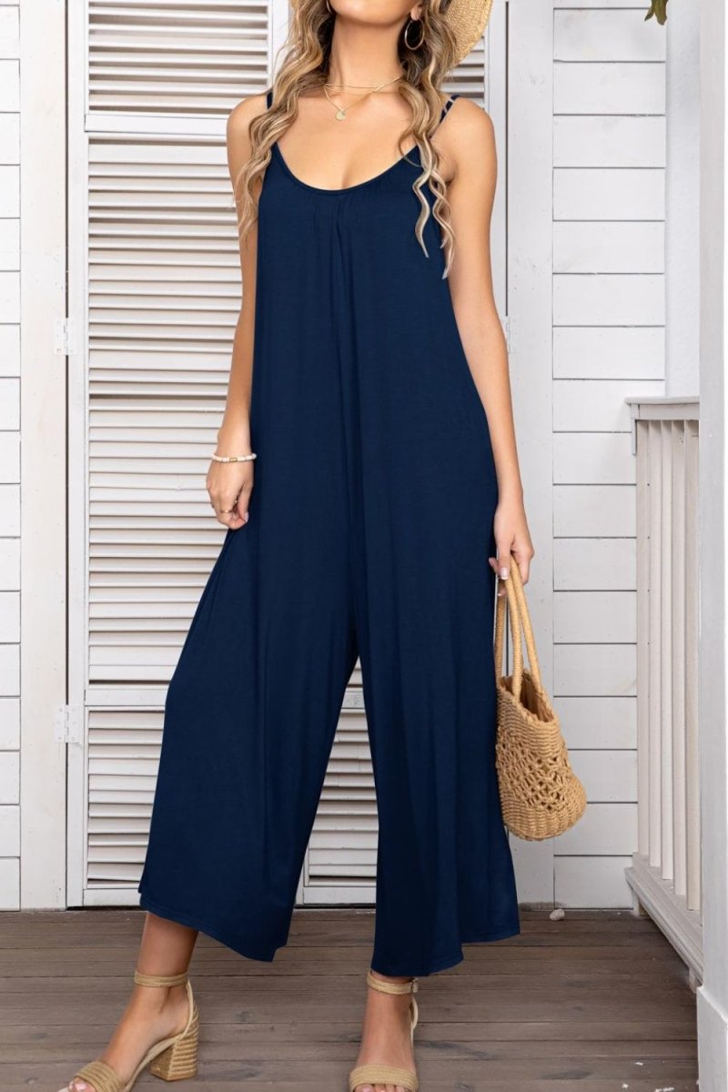 Spaghetti Strap Scoop Neck Jumpsuit - Taplike