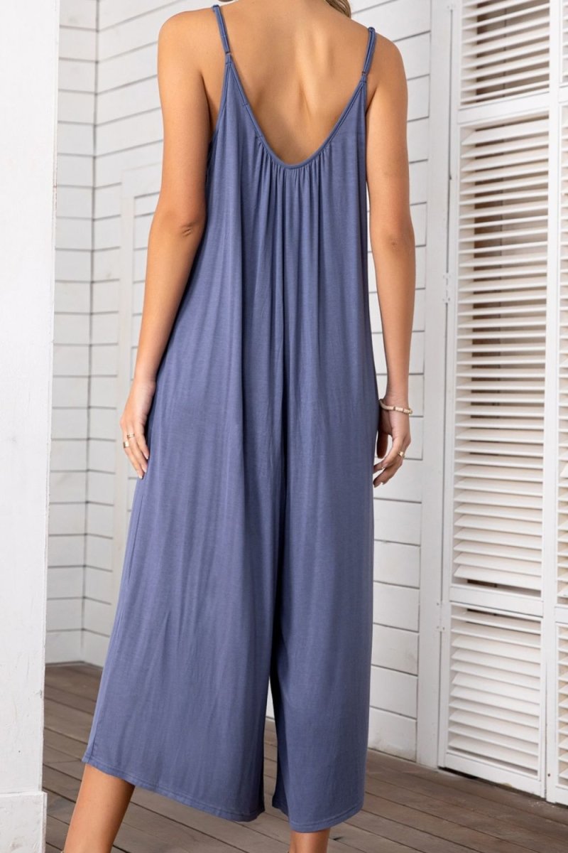 Spaghetti Strap Scoop Neck Jumpsuit - Taplike