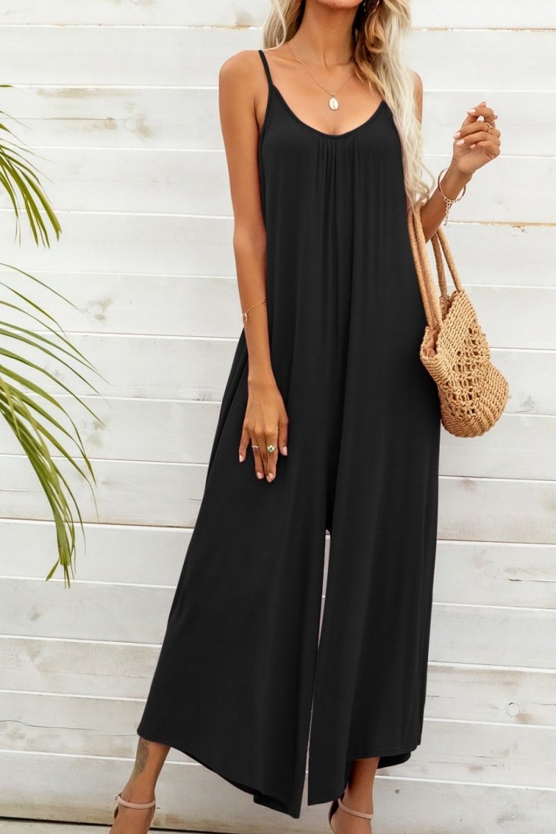 Spaghetti Strap Scoop Neck Jumpsuit - Taplike