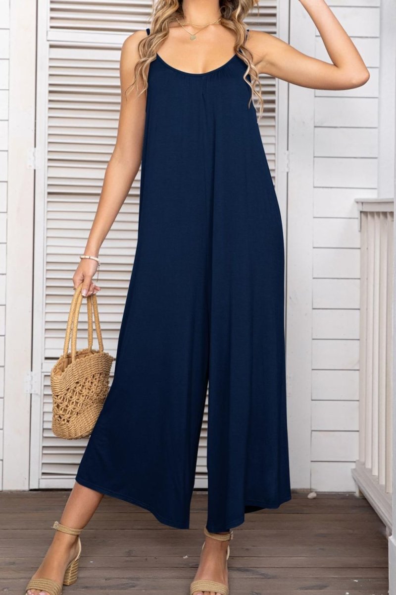 Spaghetti Strap Scoop Neck Jumpsuit - Taplike