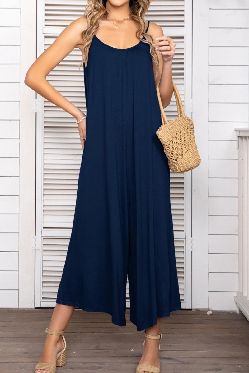 Spaghetti Strap Scoop Neck Jumpsuit - Taplike