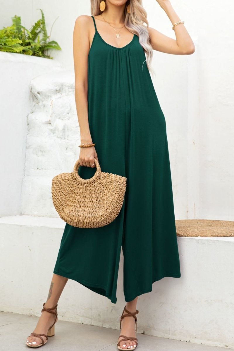 Spaghetti Strap Scoop Neck Jumpsuit - Taplike