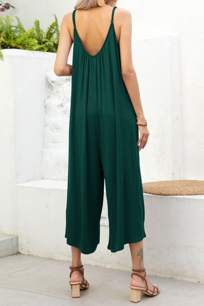 Spaghetti Strap Scoop Neck Jumpsuit - Taplike