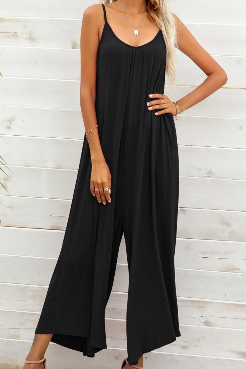 Spaghetti Strap Scoop Neck Jumpsuit - Taplike