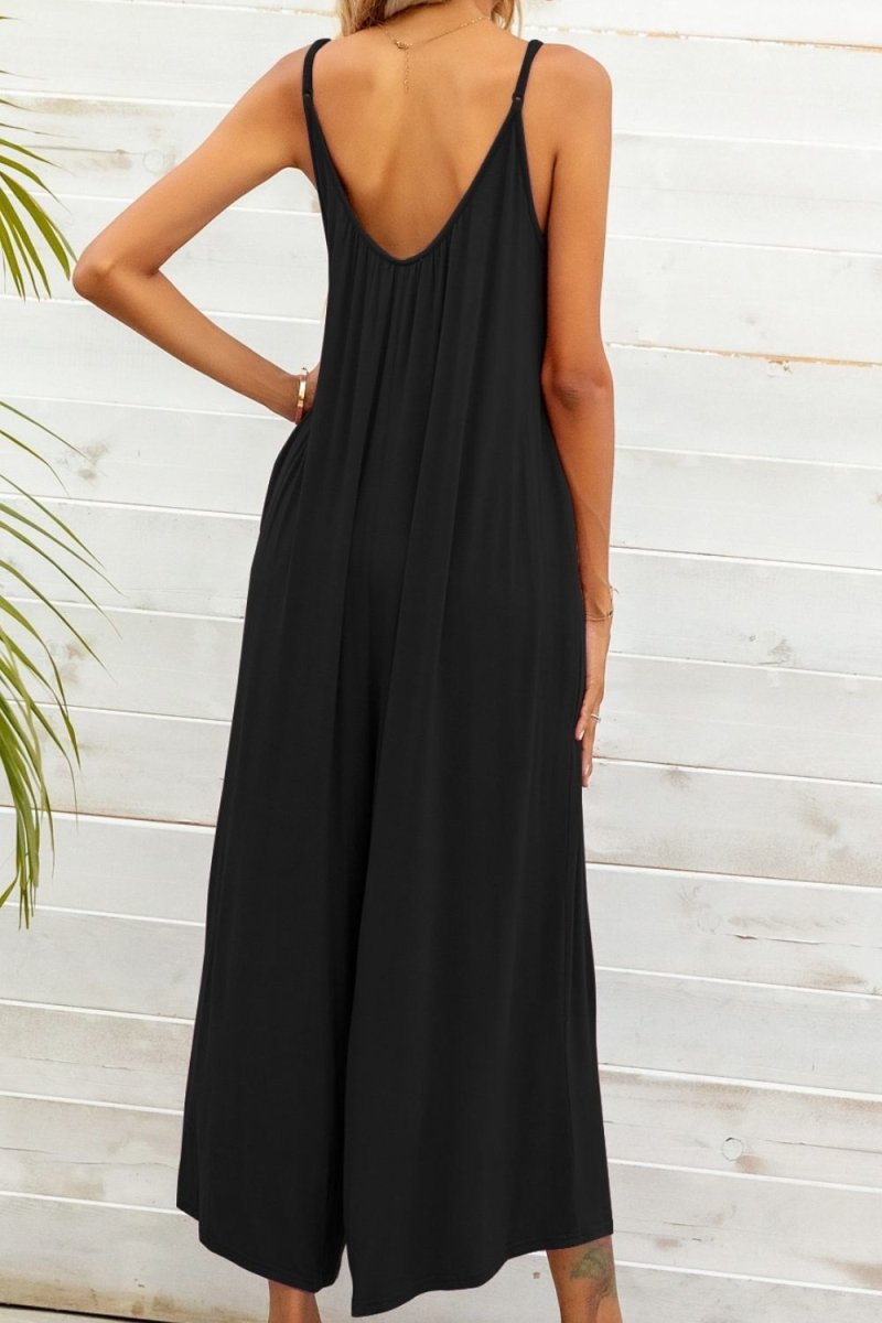 Spaghetti Strap Scoop Neck Jumpsuit - Taplike
