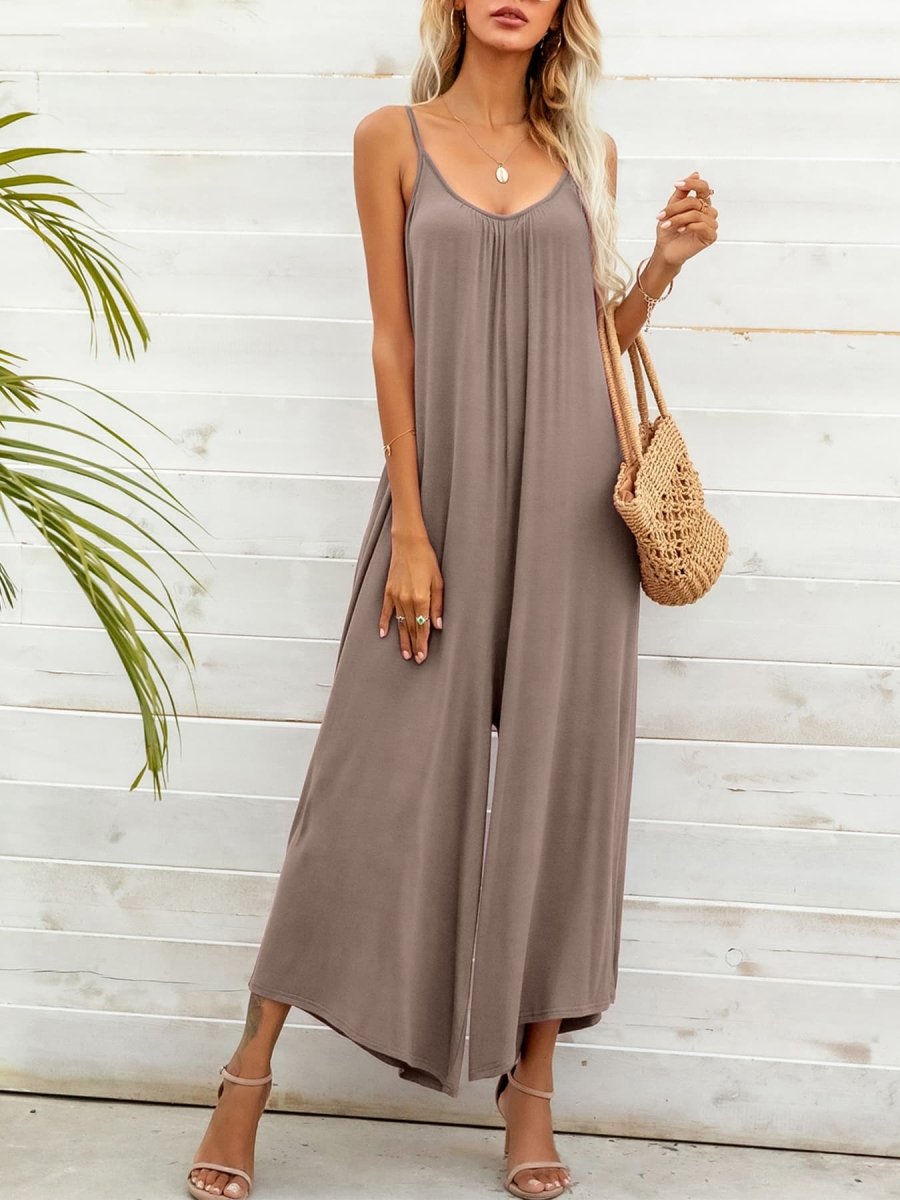 Spaghetti Strap Scoop Neck Jumpsuit - Taplike