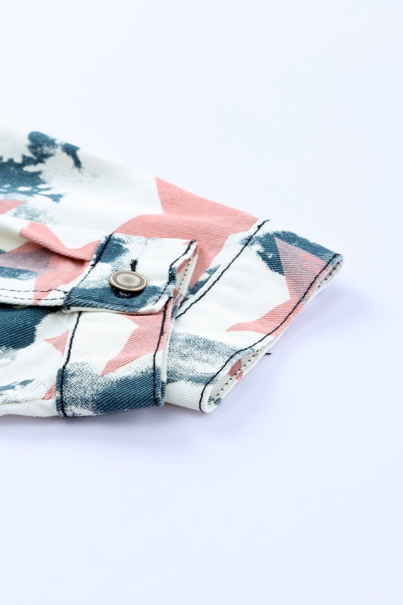 Star Tie-Dye Button Down Denim Jacket - TapLike