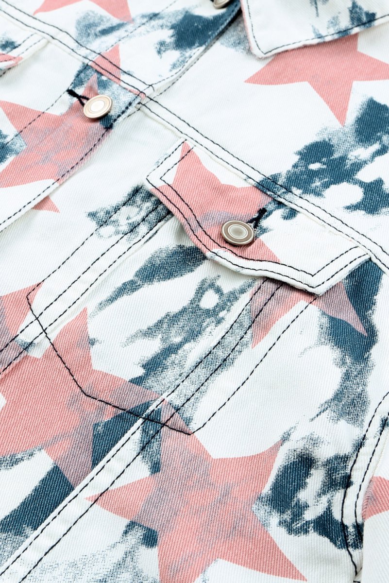 Star Tie-Dye Button Down Denim Jacket - TapLike