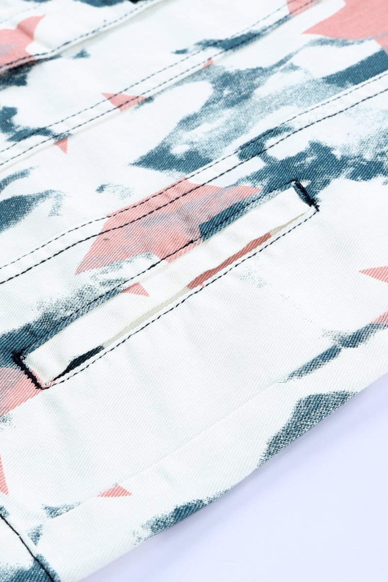 Star Tie-Dye Button Down Denim Jacket - TapLike